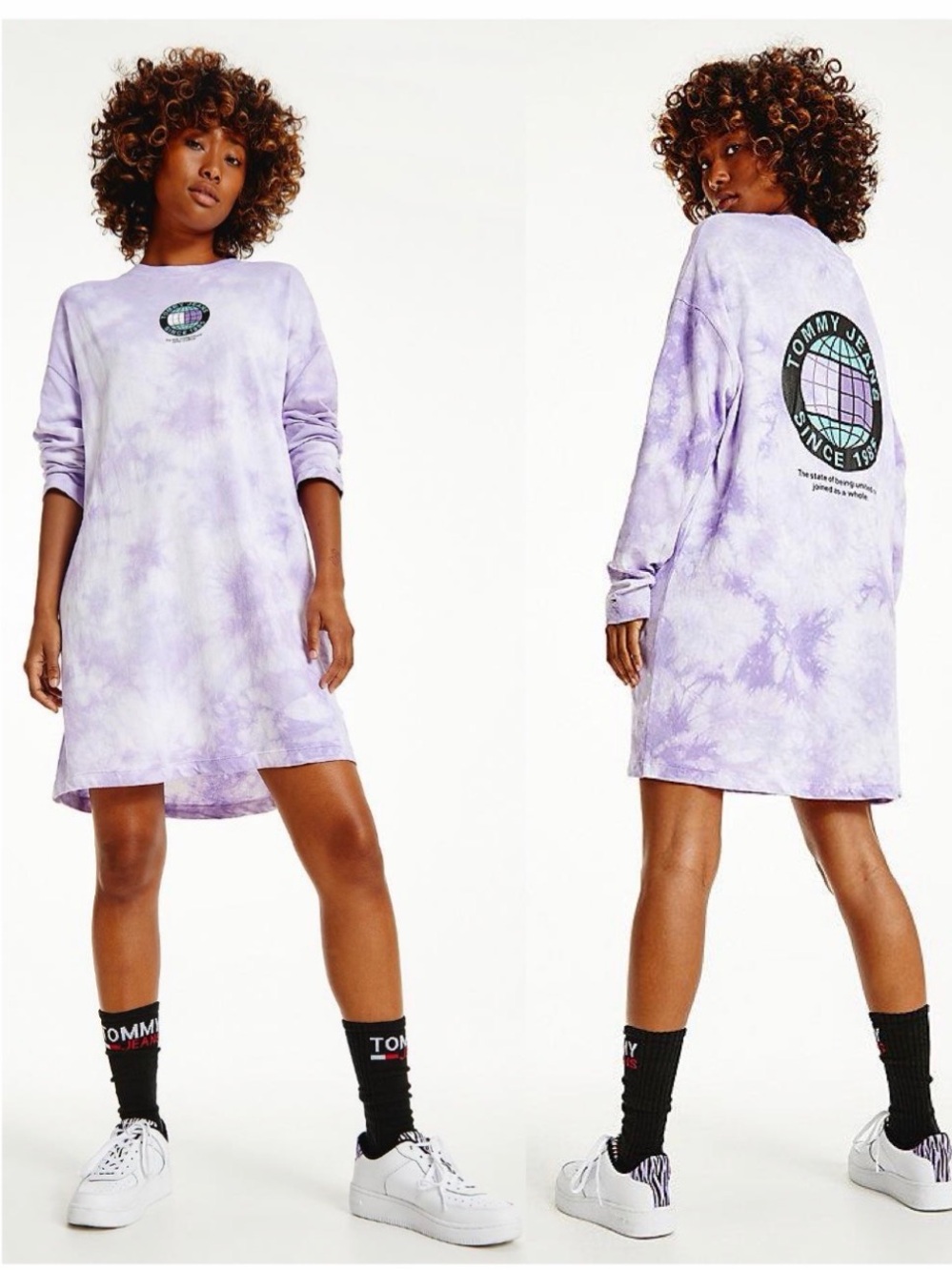 NEW TOMMY HILFIGER 2022 Classic Unitees Purple Tie Dye Dress Fits XXL Womens